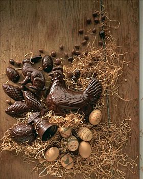 复活节,巧克力,母鸡,蛋