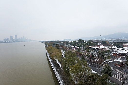 湘江橘子洲雪景