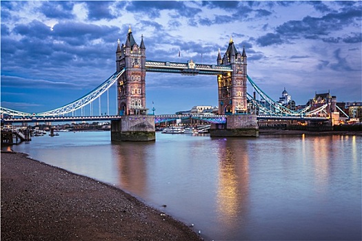 著名,塔桥,日落,伦敦,英国