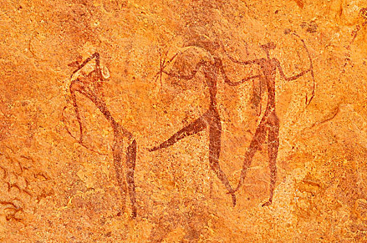 涂绘,勇士,猎人,新石器时代,岩石艺术,锡,阿德拉尔,阿尔及利亚,撒哈拉沙漠,北非