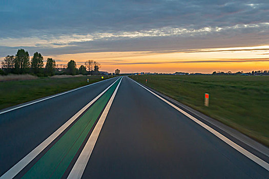 风景,驾驶,汽车,日落,荷兰