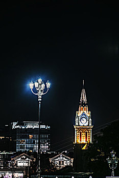 宁波老外滩天主堂夜景