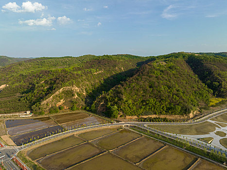 陕西省延安市南泥湾航拍图片