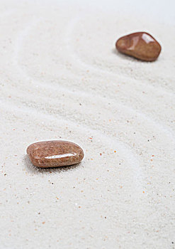 禅,白色的沙子和石头