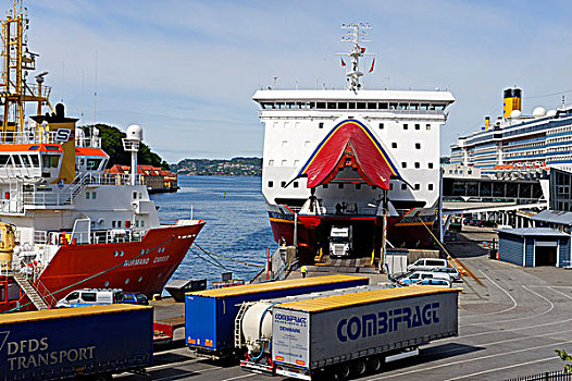 渡轮,港口,卑尔根,挪威,欧洲