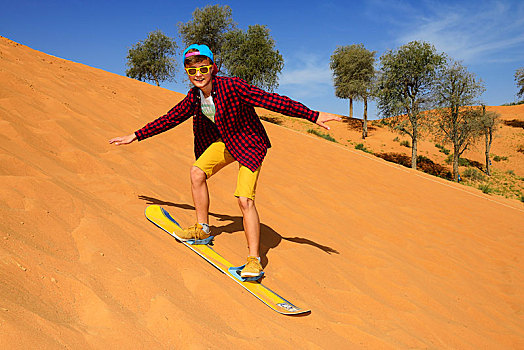 游客,滑雪板,沙丘,阿联酋,亚洲