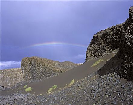 彩虹,上方,黑色,火山,荒芜,国家公园,冰岛