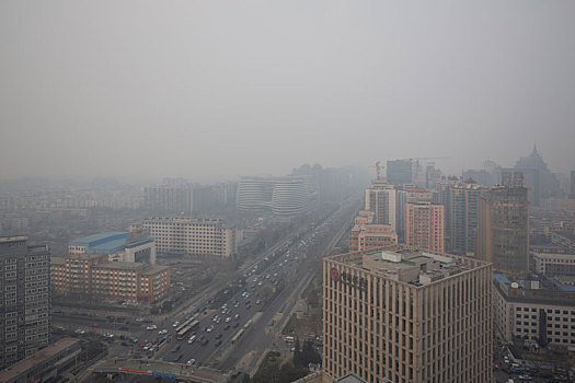 中国北京冬季城市严重雾霾