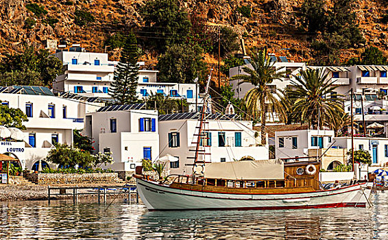 木船,港口,哈尼亚,克里特岛,希腊,欧洲