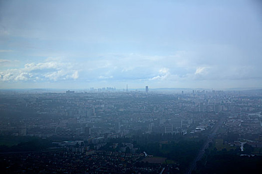 巴黎,航拍,雾状,白天,埃菲尔铁塔,背景