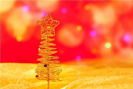 圣诞节,金色,线,树,模糊