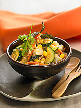 炒饭,紫菜干,蔬菜沙拉