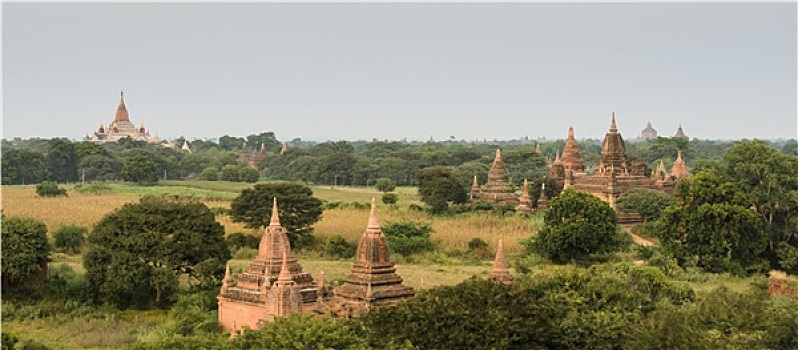 航拍,古老,庙宇,蒲甘,缅甸