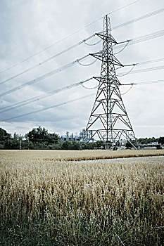 麦田,水力发电塔,利物浦,默西塞德郡,英格兰