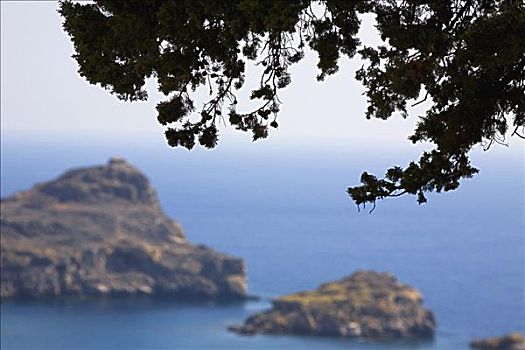 俯拍,岩石构造,海中,罗得斯,多德卡尼斯群岛,希腊