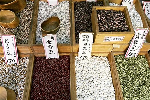 多样,豆,市场货摊,日本