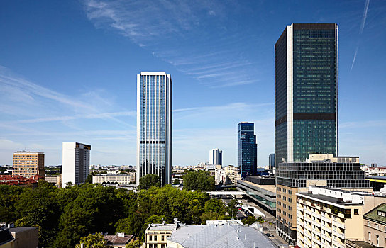 老,风格,摩天大楼,华沙,波兰