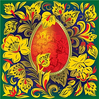 复活节彩蛋,花,装饰