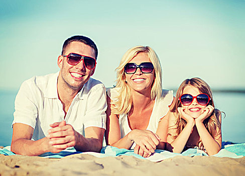 暑假,孩子,人,概念,幸福之家,海滩