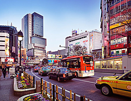 出租车,靠近,涩谷,车站,交叉,东京,日本,亚洲
