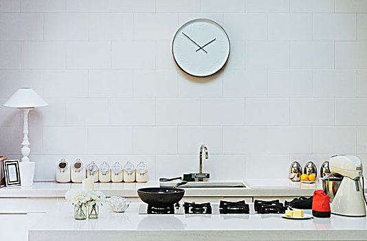 现代,钟表,墙壁,厨房