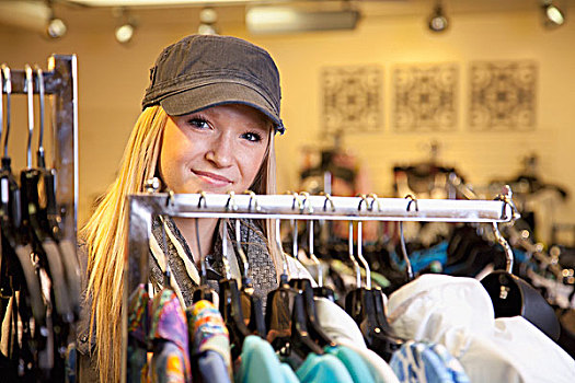 女青年,购物,衣服,小店,艾伯塔省,加拿大