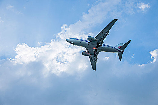 中国国际航空的飞机正降落重庆江北机场