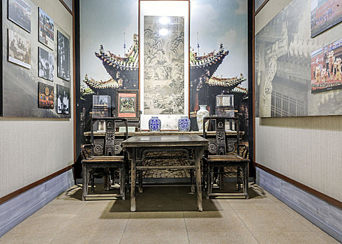 中国安徽省亳州市华佗中医药文化博物馆内中式厅堂
