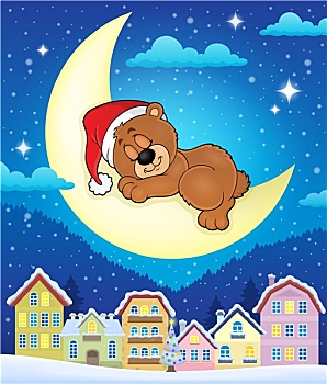 圣诞节,城镇,睡觉,熊
