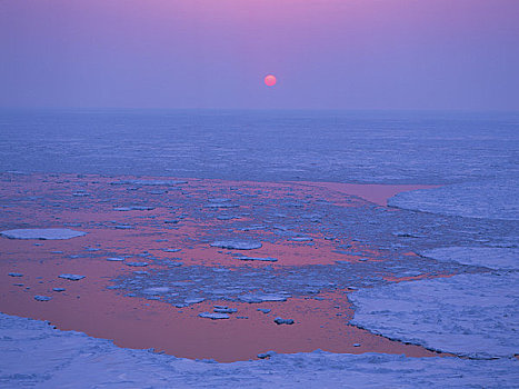 日落,浮冰