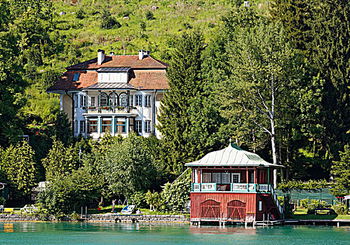 别墅,浴所,月亮湖地区,湖,萨尔茨卡莫古特,上奥地利州,奥地利,欧洲