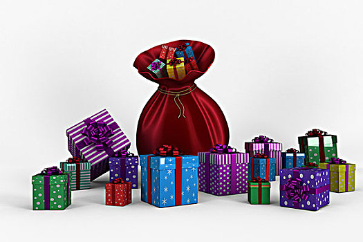 圣诞老人,袋,满,礼物