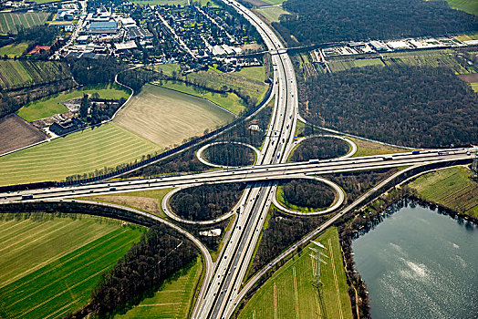 航拍,立体交叉路,高速公路,莱茵兰