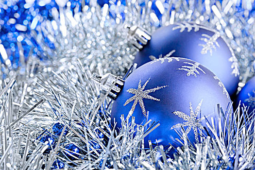 蓝色,圣诞节,彩球,闪亮装饰物