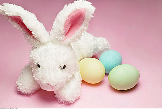 长毛绒,复活节兔子,彩色,复活节彩蛋