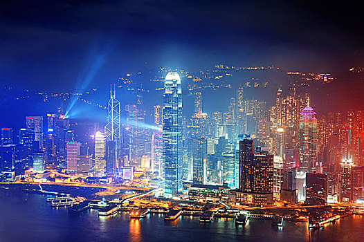 香港,俯视,夜晚