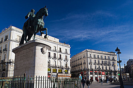 西班牙,马德里,区域,建筑,忙碌,广场