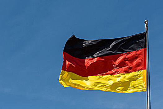 德国国旗,摆动,风,蓝天