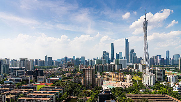 鸟瞰广州城市全景