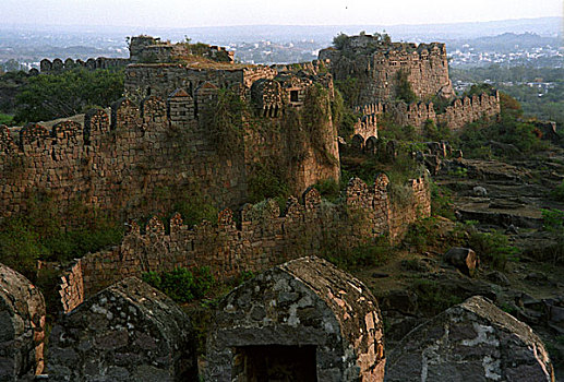 遗址,历史,堡垒,一个,华美,要塞,印度,卧,西部,近郊,海得拉巴,安得拉邦,八月,2007年