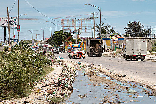 塑料制品,垃圾,街道,加勒比,太子港,海地,中美洲