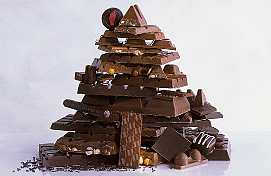 种类,巧克力块,巧克力糖,一堆,高