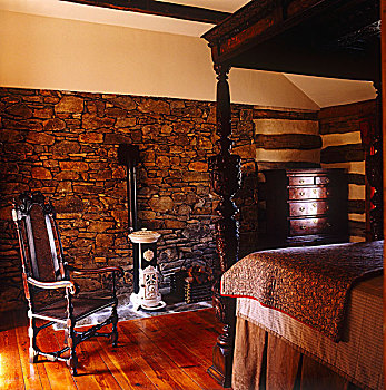 建造,墙壁,安全,预防,卧室,木屋,17世纪,橡树,四柱床