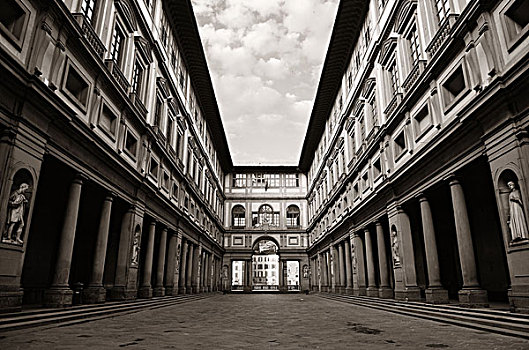 乌菲茲美术馆,佛罗伦萨,意大利,黑白