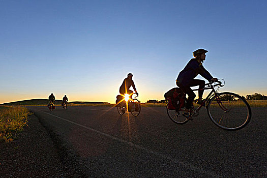 自行车,旅游,公路,日出,靠近,蒙大拿,美国