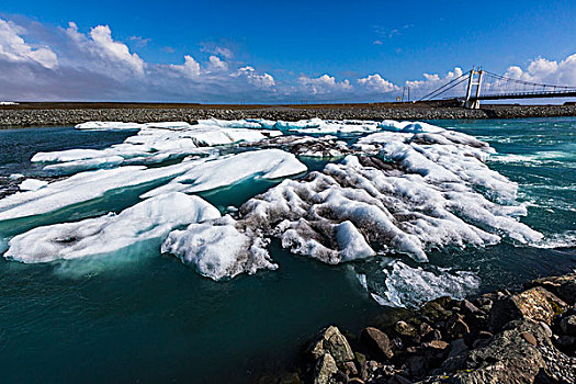 风景,冰,结冰,湖水,冰河河道,桥,背景,杰古沙龙湖,冰岛