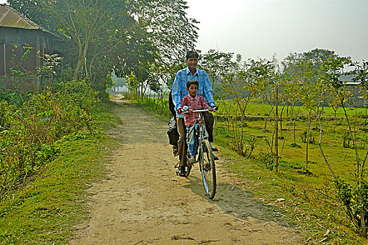 自行车,普通,流行,运输,乡村,孟加拉,十二月,2007年