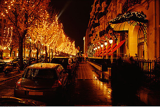 街景,夜晚,巴黎,法国