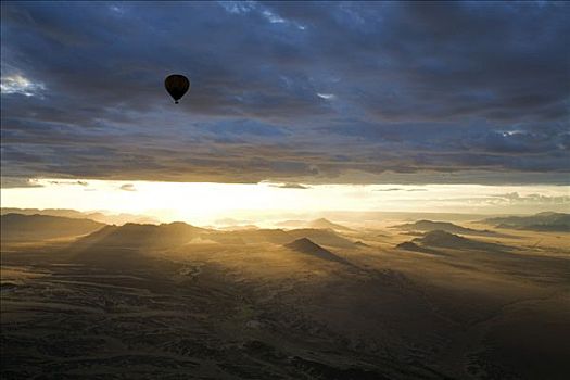 自然保护区,纳米比亚,黎明,气球,飞行,上方,纳米布沙漠,天空,探险,旅游