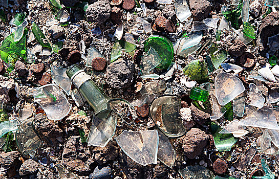 碎玻璃,金属,垃圾,富埃特文图拉岛,加纳利群岛,西班牙,欧洲